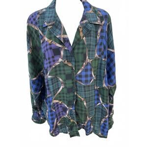 Annie Alexander Plaid Chain Print Blouse 14